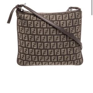 Fendi Zucca Monogram Crossbody Bag in Brown